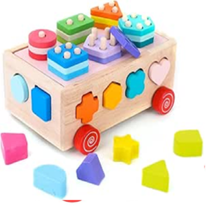 Camión clasificador de formas con bloques coloridos para el desarrollo de habilidades motoras. Ideal para niños pequeños. disponible a precios de mayorista - Product Image 1
