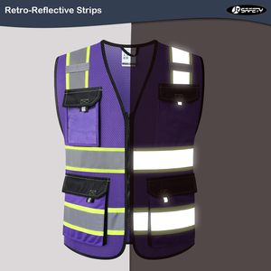 Hi Visibility Polyester Sleeveless Workwear Reflective Safety Vests <b>for</b> Men Women Mesh Fabric <b>Construction</b> Safety Apparel Neon - Product Image 5