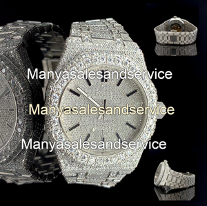 White Moissanite Diamond Stainless Steel Glass <b>Watch</b> Dial 10 Bar Water Resistant <b>Case</b> Band Bracelet Clasp Special Made India - Product Image 3