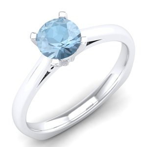 Bague solitaire REYES en argent sterling 925 avec pierre précieuse aigue-marine, nouveau design, délicate, pierre de naissance, pour usage quotidien, bijoux fins - Product Image 2