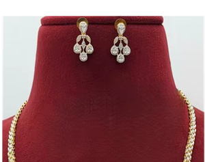 Conjunto de Collar y Pendientes de Cadena de Eslabones Chapados en Oro de Latón de Primera Calidad con Circonitas de Diseño, Ideal para Bodas y Ocasiones Especiales para Mujer - Product Image 2