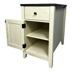 Comodino in Stile Rustico con Stazione di Ricarica, Cassettiera con Ante Scorrevoli per Camera da Letto e Soggiorno - Product Image 3