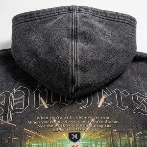 Sudadera con capucha de mezclilla vintage para hombre, lavado a la piedra, estilo pesado, con media cremallera, chaqueta de mezclilla oversize con mangas cargo, ideal para invierno. - Product Image 6