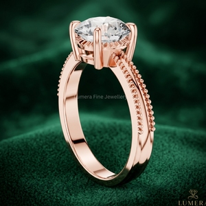 Anillo de Compromiso con Diamante Cultivado en Laboratorio Certificado por IGI, Corte Brillante Redondo, Anillo Solitario de Oro de 9K, 10K, 14K, 18K, Anillo de Bodas para Mujer - Product Image 3