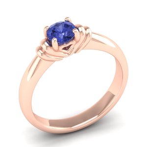 Bague solitaire pour femme REYES, nouveau design, or 14 carats, pierre de tanzanite ronde de 0,5 carat, certifiée GRA, bijoux en moissanite. - Product Image 2