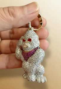 Cartoon Gorilla Brilliant 925 Sterling <b>Silver</b> Moissanite Inlay Red Eyes Ruby <b>Scarf</b> Design Hip Hop Men's Pendant - Product Image 5
