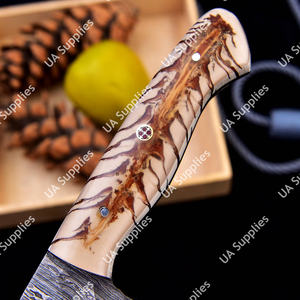 มีดทำมือจากเหล็กดามัสกัส ใบมีดคมกริบแบบฟูลแทงค์ ด้ามจับลายโคนต้นสน สำหรับเชฟครัว จับถนัดมือ ดีไซน์โดดเด่น - Product Image 3