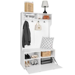Armadio Indipendente Bianco con Scaffali Multipli e Ganci Appendiabiti per Camera da Letto e Veranda - Product Image 6
