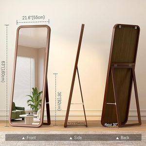 Miroir sur pied rectangulaire moderne, miroir de vanité autoportant en panneaux de particules pour usage domestique - Product Image 1
