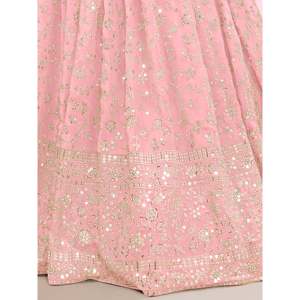 Conjunto de Lehenga Choli para Dama de Honor Talla Grande en Georgette con Lentejuelas Rosa Deslumbrante - Product Image 2
