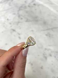 3 <b>Diamond</b> Engagement <b>Rings</b> 14k 18k Solid Gold Sparkling Bezel Emerald Trapezoid Cut Lab Grown CVD Minimalist Solitaire Jewelry - Product Image 3