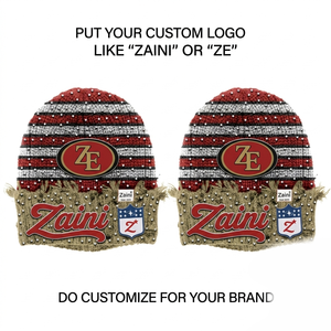 หมวกบีนนี่อะคริลิกถักคุณภาพพรีเมียม ZAINI ZI-063 240 GSM สำหรับทุกเพศ สีกรมท่า เทา แดงเลือดหมู ปักลายเพชร - Product Image 4