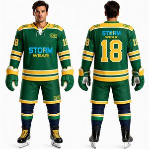 Service OEM, vêtements de sport, uniforme de hockey sur glace, logo sur le devant, 100% polyester, impression respirante, impression numérique, maillot de hockey sur glace pour homme adulte - Product Image 4