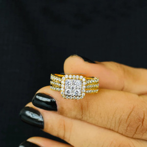 Women's Round Cut Moissanite Engagement Halo <b>Ring</b> Square Shape Pave <b>Set</b> Luxury Wedding Band 925 Sterling <b>Silver</b> Jewelry for Gift - Product Image 3