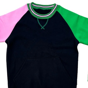 Sudadera de Mujer Sorority Alpha con Bloques de Color, Cuello Redondo, Manga Larga, Tejido de Algodón, Negro, Rosa, Verde, con Bolsillo, para Otoño - Product Image 2