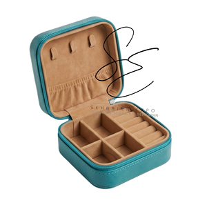 SEHRAINN Turquoise <b>Floral</b> Carved Leather Jewelry <b>Box</b> Velvet Cowboy Hat Design Vintage Portable Vanity Organizer With Mirror - Product Image 5