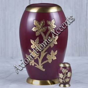 Engraved Brass Urn With Polished Finish Durable <b>Memorial</b> Ashes Container With Secure Lid by Axiom Home Accents - Product Image 1