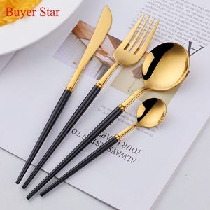 Juego de Cubiertos de Oro de 3 Piezas con Acabado Espejo y Mango de Cristal Transparente - Product Image 4