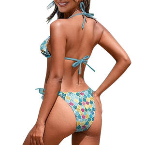 Ensemble bikini côtelé premium pour femme, maillot de bain deux pièces, dos nu à nouer, pour la plage, les vacances, la mode estivale et les stations balnéaires - Product Image 2
