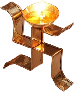Diya en laiton fait main en forme de svastika pour la Pooja, idéal pour les articles de Pooja, nouvelle collection, décoration de la maison et du Mandir hindou. - Product Image 1