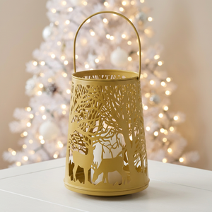 Latest Golden Metal Lantern With Deer And <b>Tree</b> Cutout Design for <b>Christmas</b> Home Decoration - Product Image 3