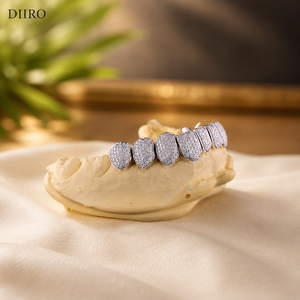 Grillz Hip Hop plaqué or, bijoux dentaires en moissanite, diamant taille ronde, unisexe, pour soirée - Product Image 3