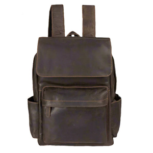 Sac à dos scolaire en cuir véritable personnalisé, sac de voyage durable pour ordinateur portable, imperméable, capacité 20-35L, prix d'usine en gros, OEM - Product Image 1