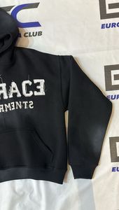 Sudadera con capucha de algodón polar para hombre, estilo streetwear, con apliques, efecto desgastado por el sol, bordado, para invierno, venta al por mayor - Product Image 2