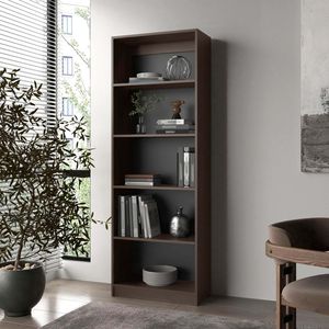 Libreria aperta in noce colorato con 5 ripiani - Product Image 1