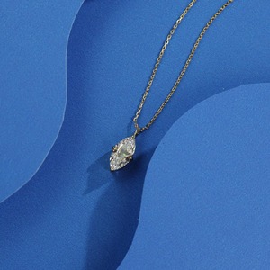 สร้อยคอเพชรทรงมาร์คีส์สำหรับผู้หญิง ทองคำขาว 14K จี้เพชรเม็ดเดี่ยวคลาสสิก รับรองโดย IGI เครื่องประดับชั้นดี - Product Image 3