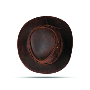 Sombrero Vaquero Occidental de Cuero Genuino Marrón para Hombre y Mujer, Ala Ancha, Protección Solar para Rostro y Cuello, Correa de Barbilla Extraíble - Product Image 3