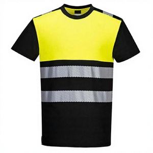 Haut de travail pour homme, noir, col en V, haute visibilité, séchage rapide, manches courtes, polyester, confortable, uniforme de travail - Product Image 2