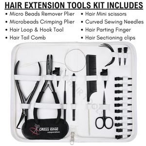 Kit d'outils pour extensions de cheveux noirs avec pince à extensions de 7 pouces, pince à micro-perles à 3 trous, pince à démonter les perles, outil à crochet en boucle - Product Image 2