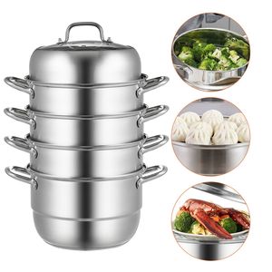 Pentola a vapore a 5 livelli da 28 cm con 3 cestelli per verdure e 2 vassoi, pentola da 8,5 litri per fornelli a gas e cucina casalinga - Product Image 1