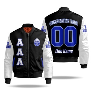 Custom Fraternity Style Casual Canvas Bomber <b>Jacket</b>-Unisex Winter <b>Jacket</b> with <b>White</b> Sleeves - Product Image 5