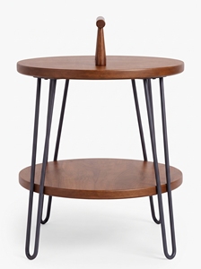 Midcentury Modern Wood <b>Chair</b> with Metal Legs Solid Back Foam Filling Lower Shelf for Living Room - Product Image 2