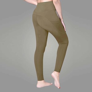 High Waist Full Length Abstract Knitted Spandex/Nylon Eco-Friendly Sporty Yoga <b>Leggings</b> <b>with</b> <b>Pockets</b> for Women - Product Image 4