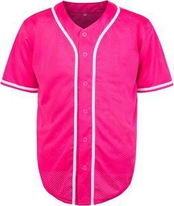 Maillot de baseball rose à col en V et manches courtes avec bordure noire, en polyester respirant, chemise décontractée pour l'été - Product Image 6
