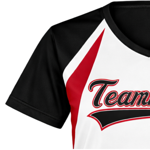 Camiseta de Softbol Sublimada con Tinte Completo, Degradado Blanco, Negro y Rojo, Cuello en V, Uniforme Personalizado para Equipo con Número Impreso en la Espalda - Product Image 4