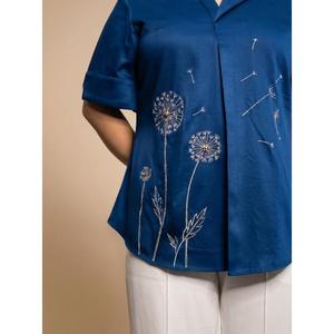 DANDALION เสื้อเชิ้ตลำลองผ้าฝ้าย GIZA สีน้ำเงินพรีเมียม เนื้อผ้านุ่มสบายตลอดวัน เสื้อเชิ้ตสำหรับผู้หญิง ซื้อโดยตรงจากซัพพลายเออร์ - Product Image 3
