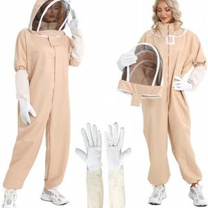 Combinaison d'apiculteur avec capuche amovible beige, coupe ample, protection intégrale du corps, vêtements de sécurité anti-coupure niveau D - Product Image 2