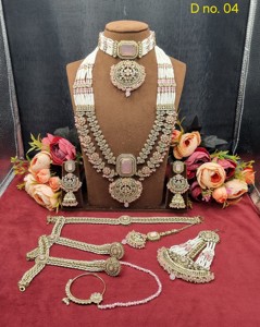 Radiant Cut Stone Bridal Kundan <b>Jewellery</b> <b>Set</b> <b>Pearl</b> Beaded Multi Layer Choker Long Necklace Artificial Imitation Bridal Jewelery - Product Image 5