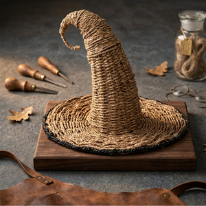 Sombrero de bruja de hierba marina natural, sombrero de hierba marina ecológico para decoración de Halloween, sombrero tejido natural de Vietnam para decoración del hogar - Product Image 3