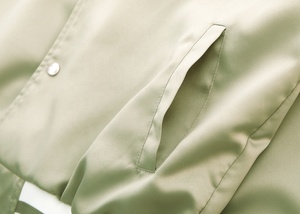 Men's Olive <b>Green</b> Varsity Jacket Regular Fit Solid Color Button Front Casual Outerwear Stand Collar <b>Silk</b>/Cotton Material - Product Image 4