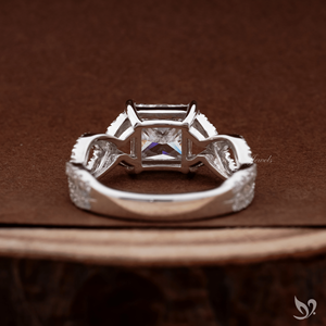 แหวนเพชรทรงปรินเซสคัท 2 กะรัต เพาะเลี้ยงในห้องปฏิบัติการ พร้อมใบรับรอง IGI วงแหวนแบบพาเว่ทวิสต์ ทองคำขาว 10K - Product Image 3