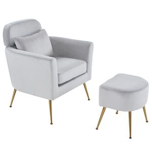 Poltrona da Interno in Flanella Grigio Chiaro, Divano Singolo Semi-Smontabile con Piedini Dorati, Materiale in Lana per Uso in Centri Commerciali - Product Image 6