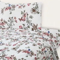 Parure de lit Chirpy Dawn avec 2 taies d'oreiller, drap plat en coton imprimé floral moderne 150 TC