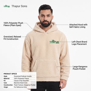 เสื้อฮู้ดดี้และเสื้อสเวตเชิ้ตผู้ชาย ผ้าเฟรนช์เทอร์รี่ โพลีเอสเตอร์ 100% ย้อมสีพื้น ขนาดใหญ่พิเศษ น้ำหนัก 330 กรัม - Product Image 5