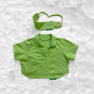 Camiseta Casual de Algodón Tejido de Manga Corta y Cuello Redondo Verde para Mujer, Diseño Personalizado de Alta Calidad para Primavera/Verano - Product Image 4