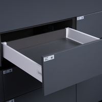 Système de tiroirs en fer INBOX H84mm |   Boîte à tiroirs métalliques à fermeture douce en gris fer et blanc soie
